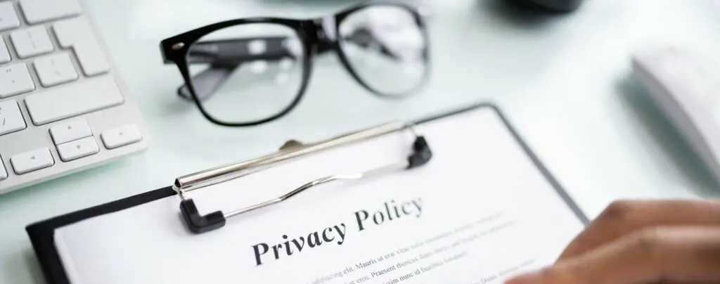 Privacy Policy Notice And Legal Agreement. Man Reading Contract